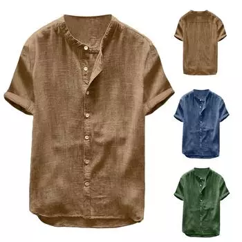 Мужская повседневная свободная модная летняя дышащая быстросохнущая рубашка с короткими рукавами XXL зелёный