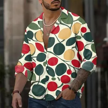 Мужская повседневная свободная рубашка с длинными рукавами, модная рубашка с лацканами, топ L армия зеленый