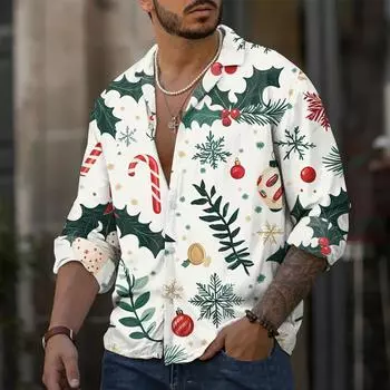 Мужская повседневная свободная рубашка с длинными рукавами, модная рубашка с лацканами, топ L бежевый