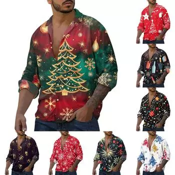 Мужская повседневная свободная рубашка с длинными рукавами, модная рубашка с лацканами, топ L чёрный