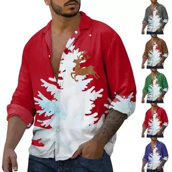 Мужская повседневная свободная рубашка с длинными рукавами, модная рубашка с лацканами, топ L синий