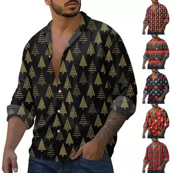 Мужская повседневная свободная рубашка с длинными рукавами, модная рубашка с лацканами, топ L чёрный