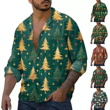 Мужская повседневная свободная рубашка с длинными рукавами, модная рубашка с лацканами, топ L армия зеленый