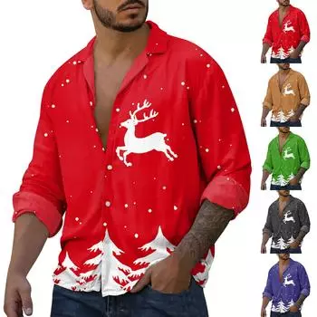 Мужская повседневная свободная рубашка с длинными рукавами, модная рубашка с лацканами, топ L синий