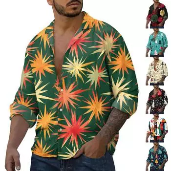 Мужская повседневная свободная рубашка с длинными рукавами, модная рубашка с лацканами, топ XXXXXL хаки