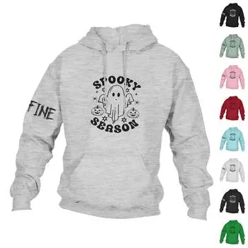 Мужская повседневная свободная толстовка с капюшоном и длинным рукавом с карманом и принтом призрака на Хэллоуин M