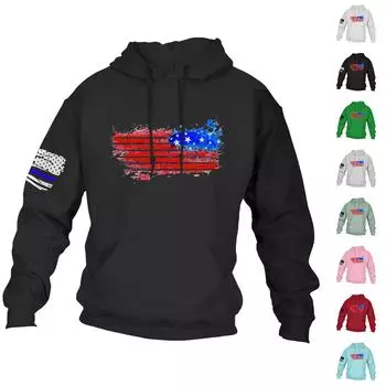 Мужская повседневная свободная толстовка с капюшоном и длинным рукавом с принтом и карманами XXXL розовый