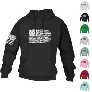 Мужская повседневная свободная толстовка с капюшоном и длинным рукавом с принтом и карманами L чёрный