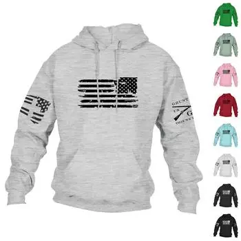 Мужская повседневная свободная толстовка с капюшоном и длинным рукавом с принтом и карманами XL