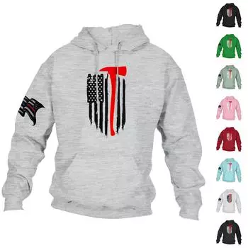 Мужская повседневная свободная толстовка с капюшоном и длинным рукавом с принтом и карманами XXL