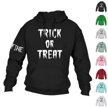 Мужская повседневная свободная толстовка с капюшоном и длинным рукавом с карманом и принтом на Хэллоуин L чёрный