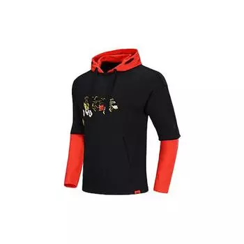 Мужская повседневная свободная толстовка с капюшоном Li-Ning X Disney, черные AWDQ133-1 L