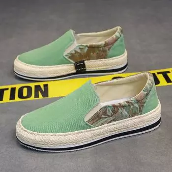 Мужская повседневная тканевая обувь, лоферы без шнуровки, эспадрильи, кроссовки для прогулок, мокасины, туфли-лодочки 39 бежевый