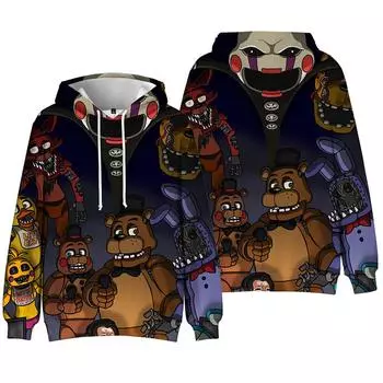 Мужская повседневная толстовка Five Nights at Freddy s с принтом тай-дай, уникальный пуловер с капюшоном, унисекс, толстовка большого размера