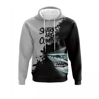 Мужская повседневная толстовка с капюшоном и принтом акулы в виде объемной акулы, праздничная одежда на весну и осень, свободный свитер Harajuku S