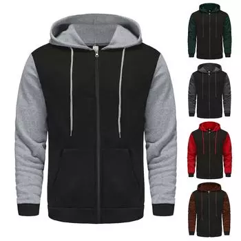 Мужская повседневная толстовка с капюшоном и завязками на талии с цветными блоками L кофейный