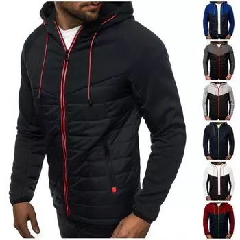 Мужская повседневная толстовка с капюшоном на молнии в стиле пэчворк, модная толстовка с капюшоном, цветной кардиган S белый