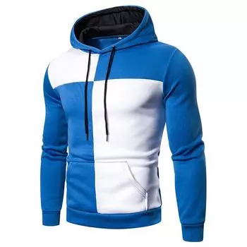 Мужская повседневная толстовка с капюшоном с длинными рукавами, мужское зимнее пальто в стиле пэчворк M
