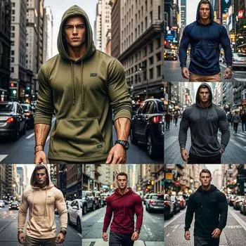 Мужская повседневная толстовка с капюшоном в стиле колор-блок, длинный рукав, пуловер, толстовка XXL чёрный