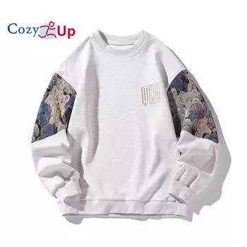 Мужская повседневная толстовка с круглым вырезом, флисовый пуловер с цветными блоками M чёрный