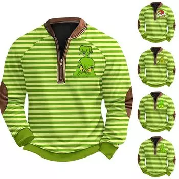 Мужская повседневная толстовка с принтом на молнии с рождественским принтом L