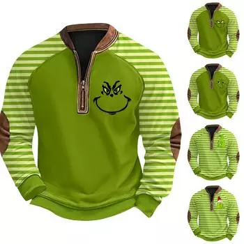 Мужская повседневная толстовка с принтом на молнии с рождественским принтом XXXL