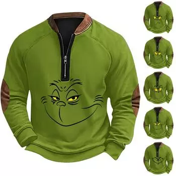 Мужская повседневная толстовка с принтом на молнии с рождественским принтом S