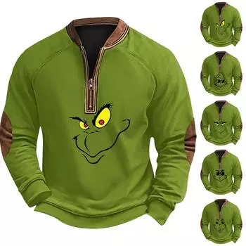 Мужская повседневная толстовка с принтом на молнии с рождественским принтом L