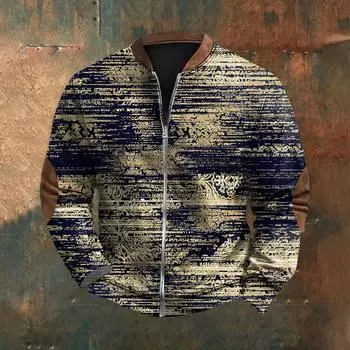 Мужская повседневная толстовка в стиле ретро с градиентным принтом L синий