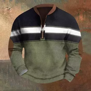 Мужская повседневная толстовка в стиле ретро с градиентным принтом L армия зеленый