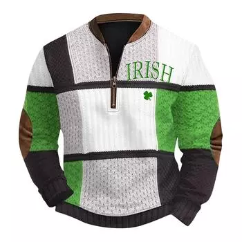 Мужская повседневная толстовка в стиле ретро с градиентным принтом L армия зеленый