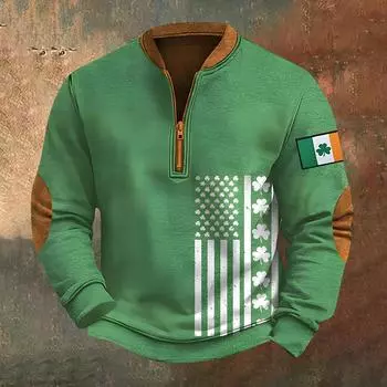 Мужская повседневная толстовка в стиле ретро с градиентным принтом L армия зеленый