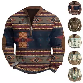 Мужская повседневная толстовка в стиле ретро с градиентным принтом L армия зеленый