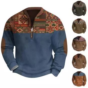 Мужская повседневная толстовка в стиле ретро с градиентным принтом L армия зеленый