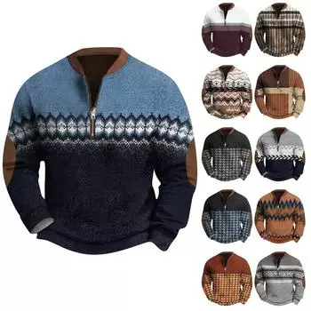 Мужская повседневная толстовка в стиле ретро с градиентным принтом L синий