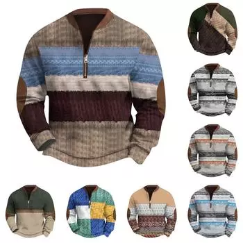 Мужская повседневная толстовка в стиле ретро с градиентным принтом L армия зеленый