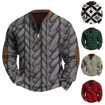 Мужская повседневная толстовка в стиле ретро с градиентным принтом XL красный