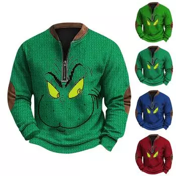 Мужская повседневная толстовка в стиле ретро с градиентным принтом L синий