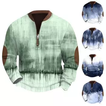 Мужская повседневная толстовка в стиле ретро с градиентным принтом XL