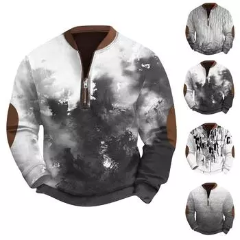 Мужская повседневная толстовка в стиле ретро с градиентным принтом XXXXL чёрный