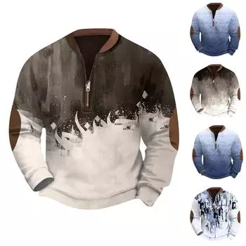 Мужская повседневная толстовка в стиле ретро с градиентным принтом M