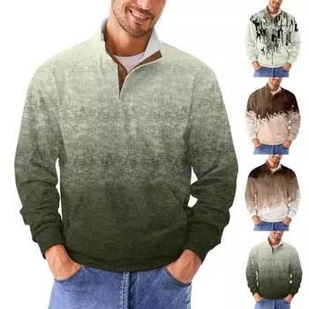 Мужская повседневная толстовка в стиле ретро с градиентным принтом S зелёный