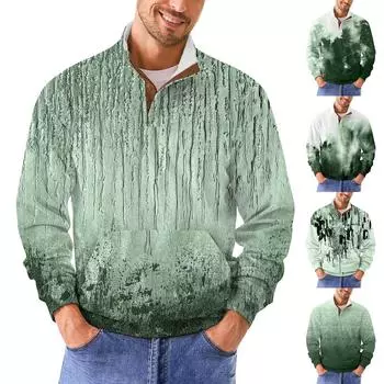 Мужская повседневная толстовка в стиле ретро с градиентным принтом XXL