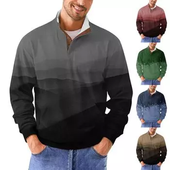 Мужская повседневная толстовка в стиле ретро с градиентным принтом XXXXL винный