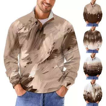 Мужская повседневная толстовка в стиле ретро с градиентным принтом XXL коричневый