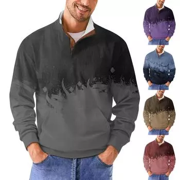 Мужская повседневная толстовка в стиле ретро с градиентным принтом XXXL чёрный