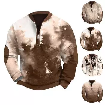 Мужская повседневная толстовка в стиле ретро с градиентным принтом XXXXL коричневый