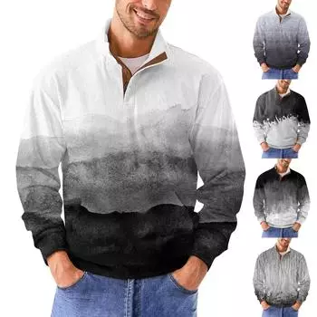 Мужская повседневная толстовка в стиле ретро с градиентным принтом XXXXL