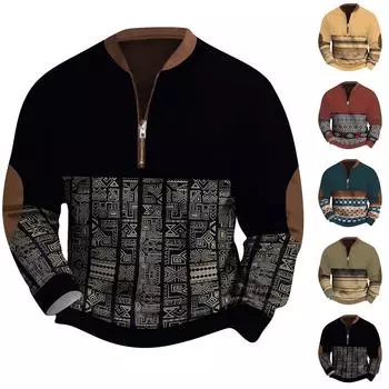 Мужская повседневная толстовка в стиле ретро с градиентным принтом XXXXL