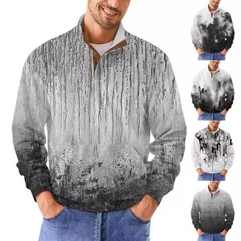 Мужская повседневная толстовка в стиле ретро с градиентным принтом XXXXL хаки